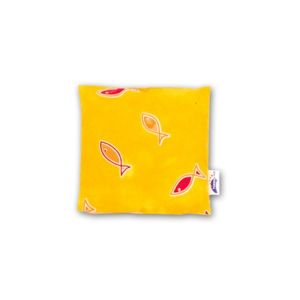 Kirschkernkissen groß | 23x26cm | 49 Fische gelb